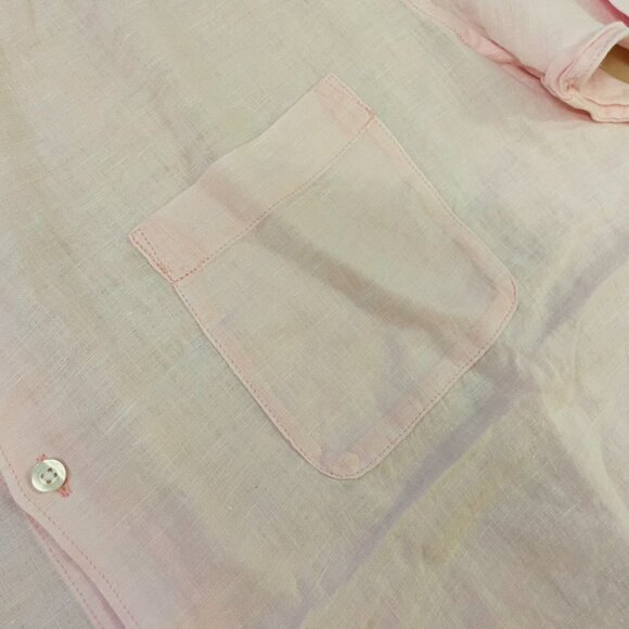 Lilly Pulitzer Men's Stuff Addison Linen Shirt Pink Muse X Resort White NWOT - Picture 5 of 5